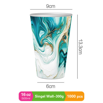 1000 x 16oz/480ml, Single Wall Hot Art Disposable Cups, Art Cup[MO2306]