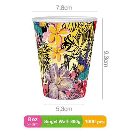 8oz single wall paper cups size
